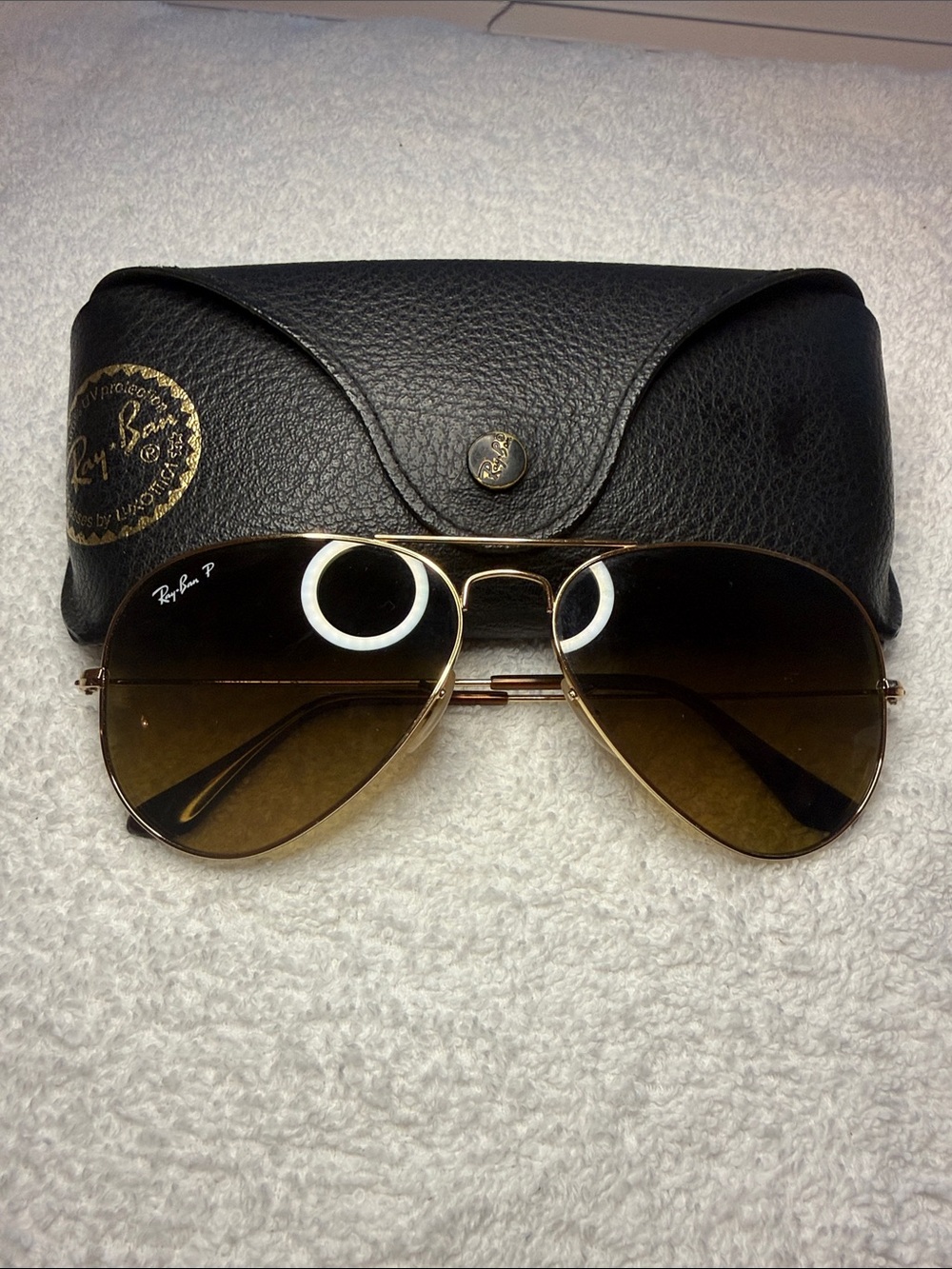 Ray-Ban RAM1552AA Gold Frame Brown Lens Aviator Sunglasses